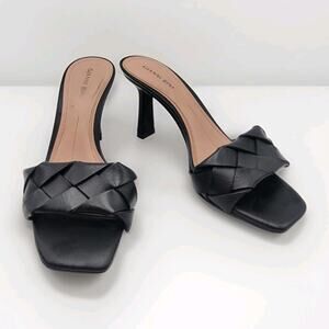 GIANNI BINI 8.5 M Alonia Slip On Sandals Leather Black Made In Brazil Heels